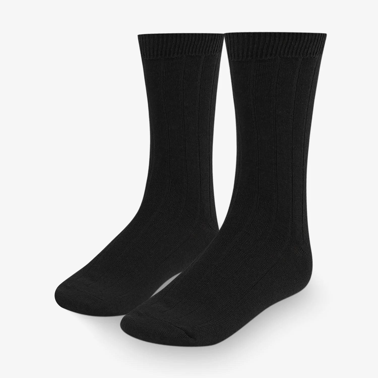 A pair of 3 Pair Boys Black Dress Socks Cotton Blend on a white background.