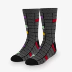 A pack of 3 Pair Boys dress Cotton Blend socks with colorful squares on them.