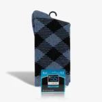 Mod and Tone – A pair of grey and black argyle socks on a white background.
