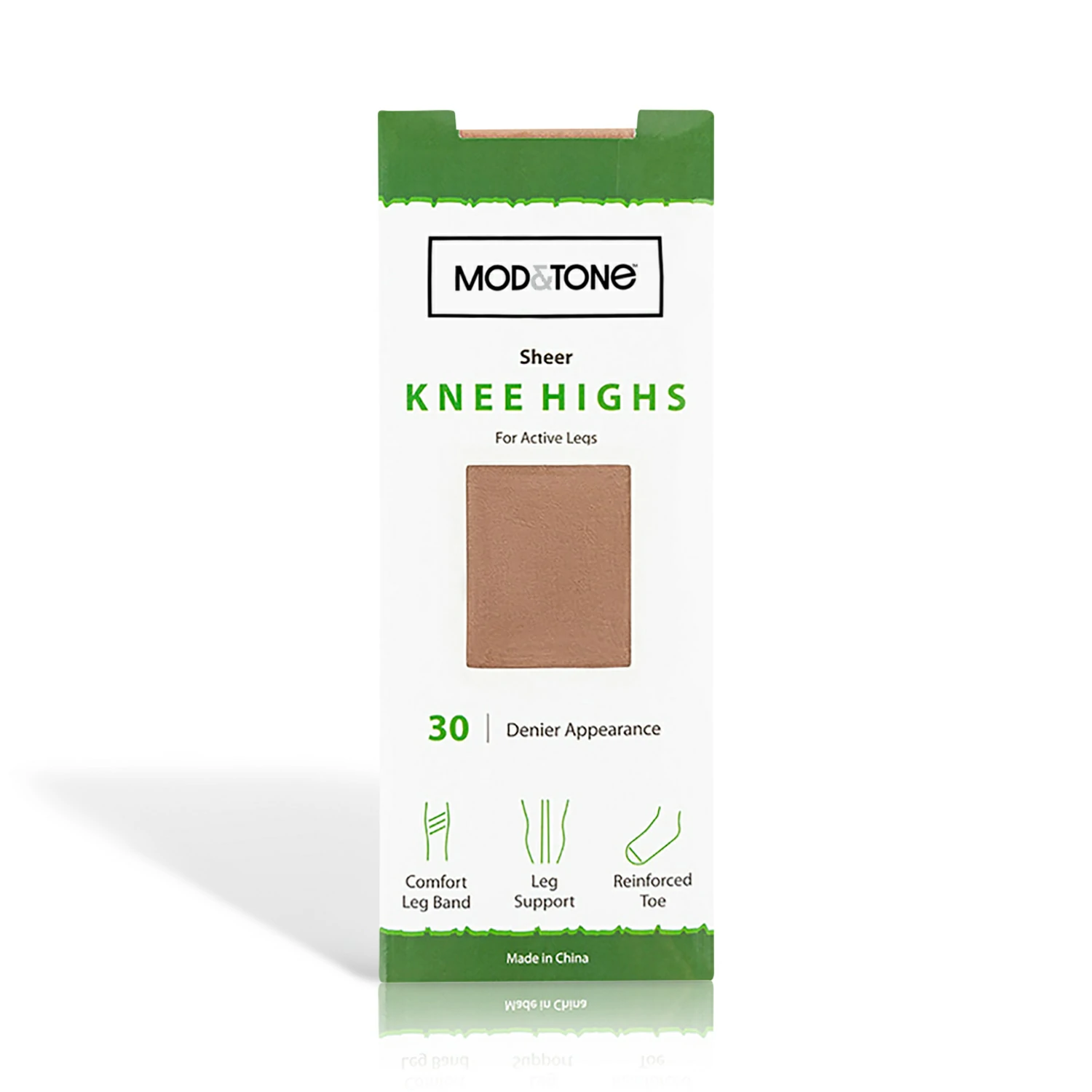 Mod&tone 6 Pack one Size 30 denier Support knee HI's - 6-Pack.