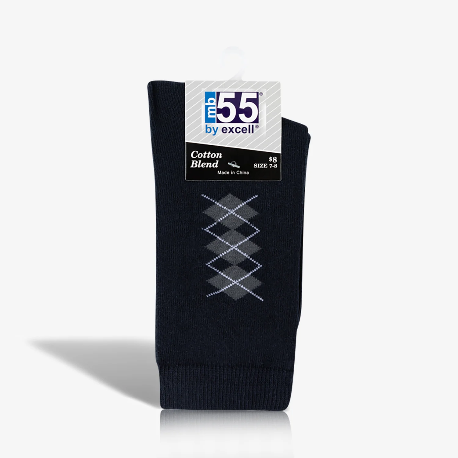 Boys dress Cotton Blend navy socks with a white polka dot design, made from a soft cotton blend.