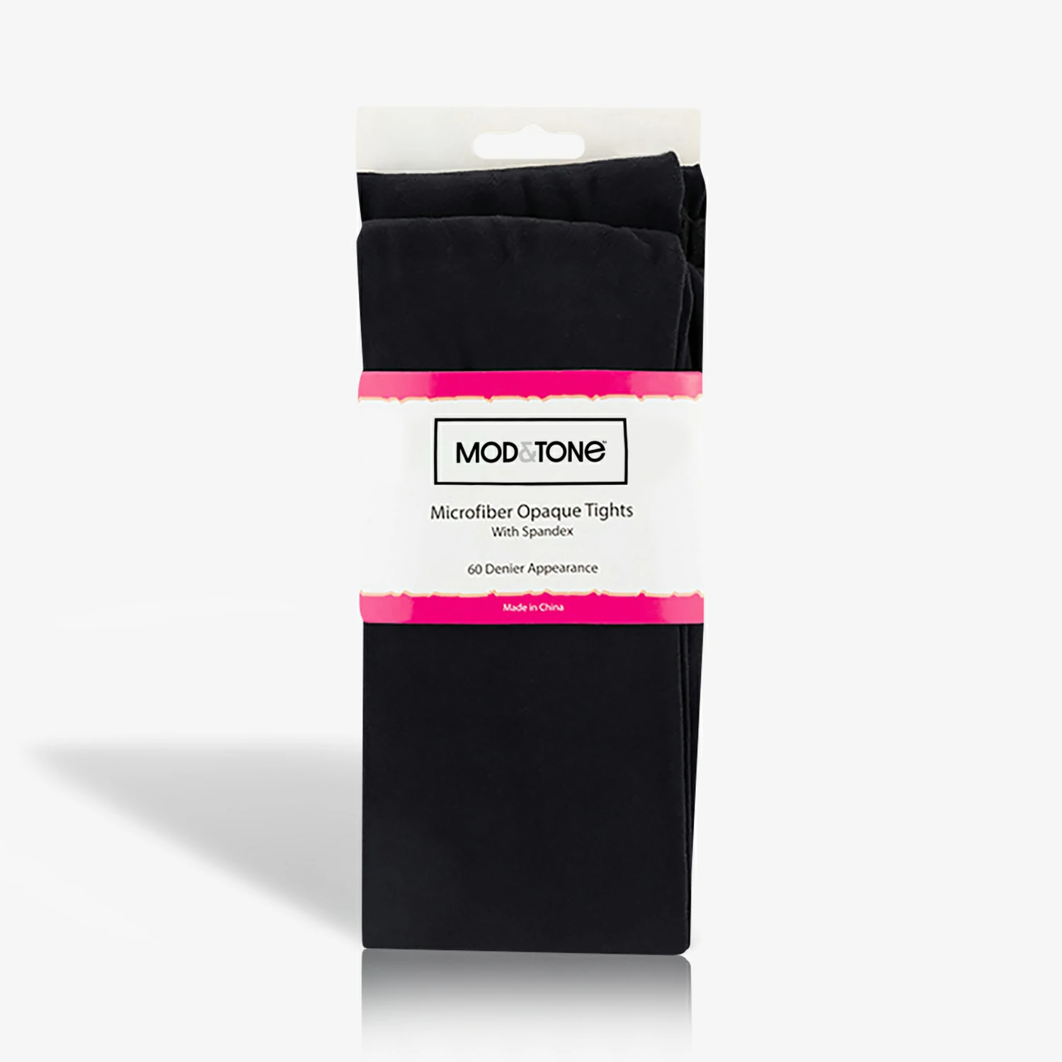 A package of Mod&Tone 2 Pack Girls Microfiber Opaque Tights 60 denier with a pink label.